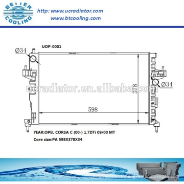 Radiateur Opel Corsa/Radiateur Pour Opel Corsa C 1.7DTi 09/00 MT OEM: 9196694/1300233 Vente Chaude!